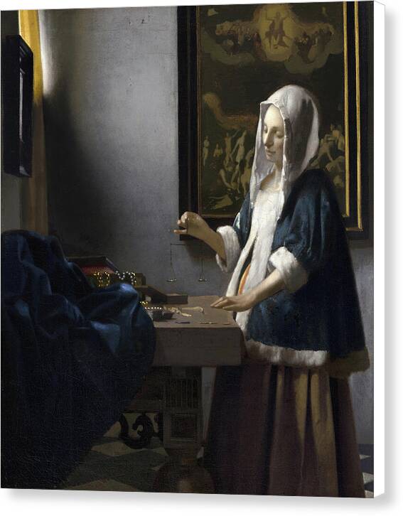 Woman Holding a Balance - Canvas Print