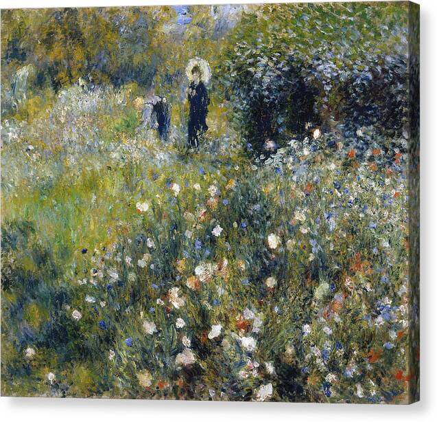 Woman with a Parasol in a Garden - Canvas Print