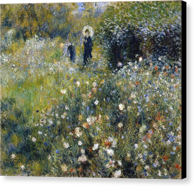 Woman with a Parasol in a Garden - Canvas Print
