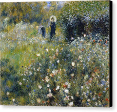 Woman with a Parasol in a Garden - Canvas Print