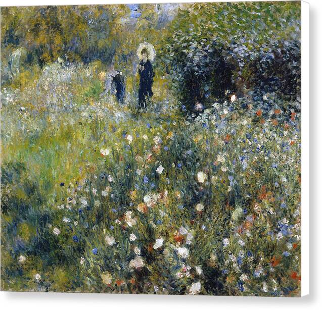Woman with a Parasol in a Garden - Canvas Print