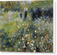 Woman with a Parasol in a Garden - Canvas Print
