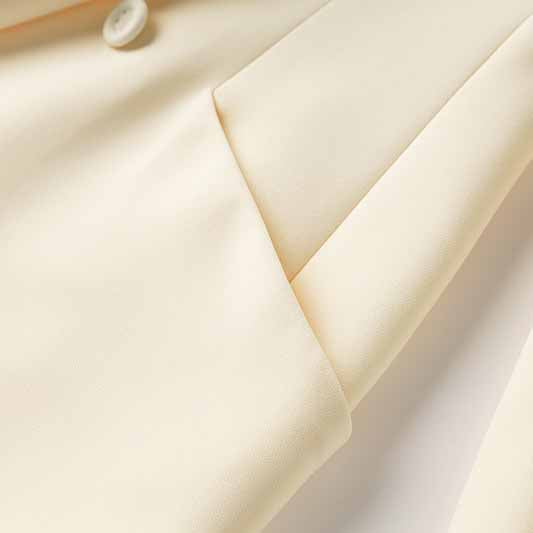 Women's Ivory Coat Double Breasted Buttons Luxurious Y-shaped Lapel Blazer Jacket