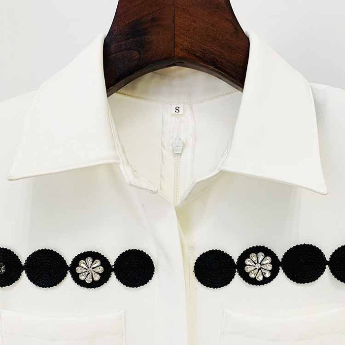 Women's White Embroidery Studded Jumpsuit