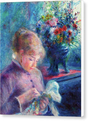 Young Woman Sewing - Canvas Print